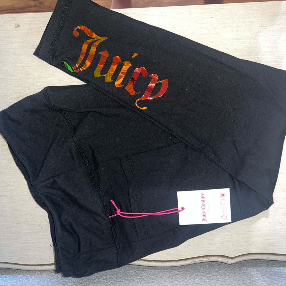 Juicy Couture Black Leggings with Colorful Logo